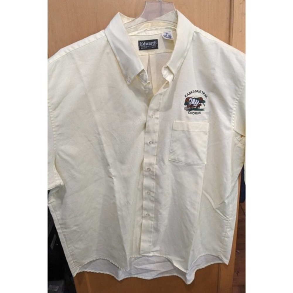 Edwards Button‎ Up Shirt Mens 18.5 Short Sleeve Vintage USA Embroidery Chorus